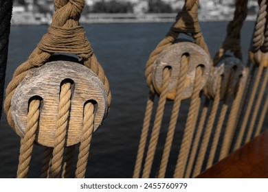 Karaka wooden baot in Dubrovnik croatia and it boat rope - Powered by Shutterstock