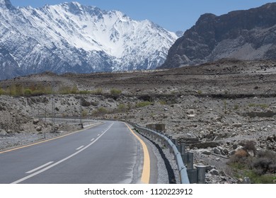 Karakoram highway with mountain background at northern Pakistan