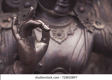 Karana mudra hand position expresses a very powerful energy with which negative energy is expelled. This hand gesture is also called warding off the evil. 