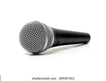 Karaoke Microphone Isolated On White. Selective Focus