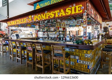 Karas Region / Namibia - 07 27 2018: Interior Of The Canyon Roadhouse Restaurant Bar