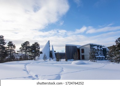 Karasjok, Lapland, Norway - March 3, 2020: Sami Parliament In Karasjok.