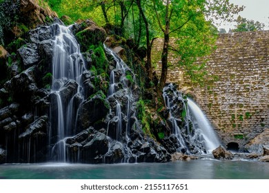 Karasu mineral river waterfall, Sakarya, Turkey (Turkish Karasu Maden Deresi Selalesi, Sakarya, Turkiye) Sakarya, Turkey