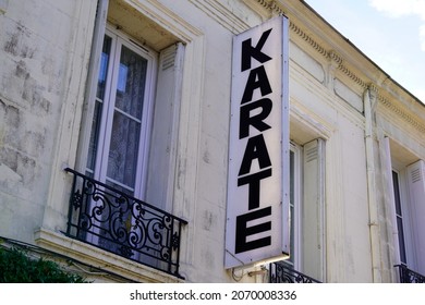 Karate Sign Text Above A Dojo Wall Building