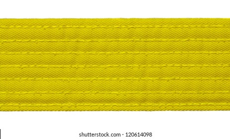 Karate Yellow Belt Closeup Isolated On White Background