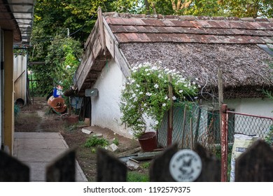 Karcag, Hungary - 09-15-2015: The Last Pit-house In The Carpathian Basin. Hungarian House In Poor Condition. 