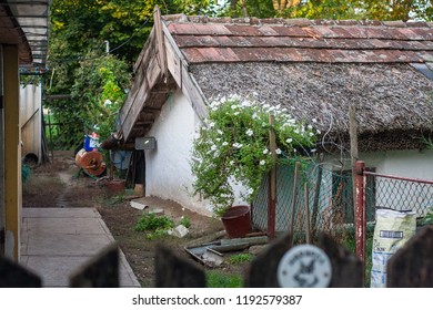 Karcag, Hungary - 09-15-2015: The Last Pit-house In The Carpathian Basin. Hungarian House In Poor Condition. 