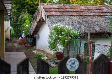 Karcag, Hungary - 09-15-2015: The Last Pit-house In The Carpathian Basin. Hungarian House In Poor Condition. 