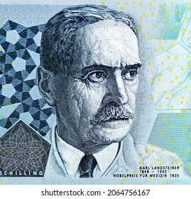 Karl Landsteiner Portrait From Austria Banknotes. 