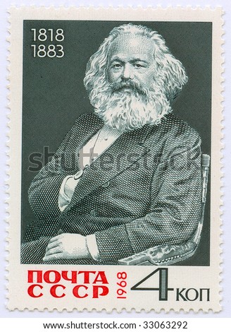 Karl Marx on vintage Russian stamp