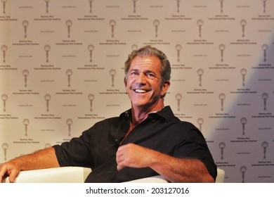 KARLOVY VARY, CZECH REPUBLIC  JULY 5, 2014: Film director Mel Gibson attends the screening of his film "Apocalypto" at Karlovy Vary International Film Festival