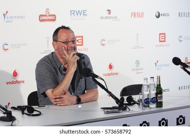 KARLOVY VARY, CZECH REPUBLIC JULY 4, 2016: Famous Actor Jean Reno attend a press conference and received the receive the Festival President’s Award at Karlovy Vary International Film Festival