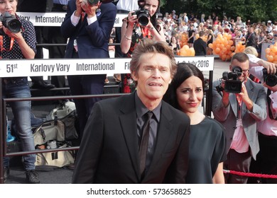 KARLOVY VARY, CZECH REPUBLIC JULY 1, 2016: Honour actor Willem Dafoe receive the Crystal Globe for Outstanding Contribution to World Cinema at Karlovy Vary International Film Festival opening ceremony