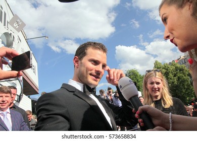KARLOVY VARY, CZECH REPUBLIC JULY 1, 2016: Famous actor Jamie Dornan attends the screening of the film Anthropoid at Karlovy Vary International Film Festival