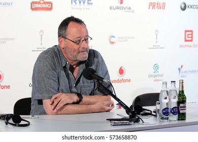 KARLOVY VARY, CZECH REPUBLIC JULY 4, 2016: Famous Actor Jean Reno attend a press conference and received the receive the Festival President’s Award at Karlovy Vary International Film Festival