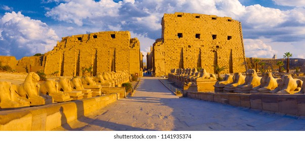 Karnak Temple sphinxes alley, The ruins of the temple - Shutterstock ID 1141935374