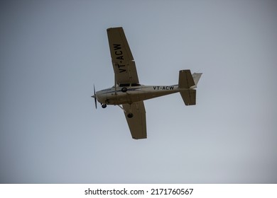 Karnal, Haryana, India-June, 25 2013: Ultralight Aircraft Of Aero Club Of India,  Training Aircraft Performs A Training Flight At Karnal.