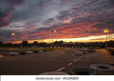 Kart Track. Sunset