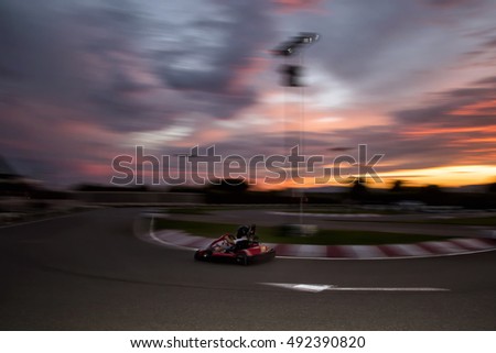 Kart track. Sunset