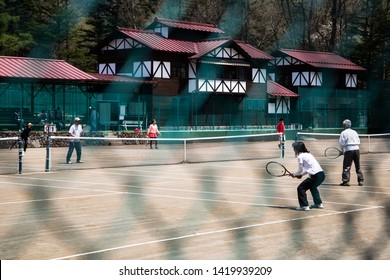 Karuizawa, Nagano, Japan - May 10 2016: The Famous Tennis Courts Where  Emperor Akihito And Empress Michiko First Met.