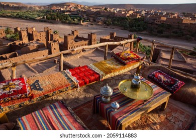 Kasbah Ait Ben Haddou In Morocco.  Fortres And Traditional Clay Houses From The Sahara Desert. 