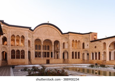 KASHAN, IRAN - JAN 10, 2014: Courtyard Of The Tabatabaei House,  A Historic House In Kashan, Iran On Jan 10, 2014. It Was Built In Early 1880s For The Affluent Tabatabaei Family.