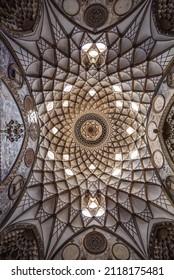 Kashan, Iran - October 17, 2016: Ceiling Details In Borujerdi - Historic House Museum In Kashan