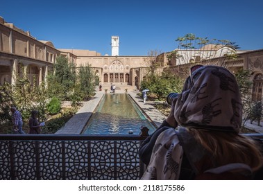 Kashan, Iran - October 17, 2016: Tourist In Borujerdi - Historic House Museum In Kashan