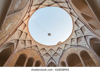 KASHAN, IRAN - OCTOBER 20, 2016 : Circle Skylight Inside Of Tabatabaei House, A Historic House In Kashan, Iran. It Was Built In Early 1880s For The Affluent Tabatabaei Family.