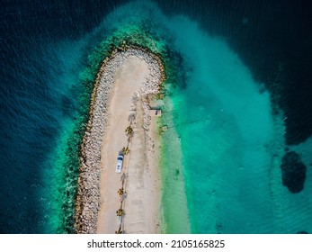 Kasjuni Beach, Split, Croatia. Aerial Drone Picture From Above.