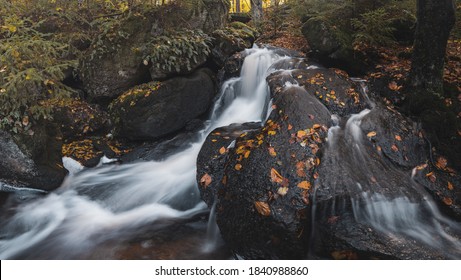 Kaskade In Autumn Woods And Colors