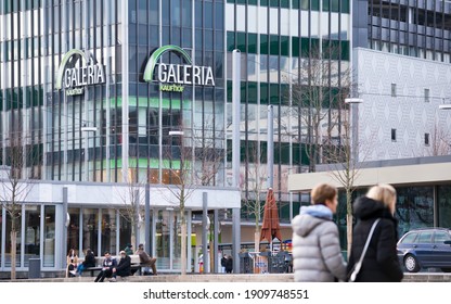 Kassel,Hessen Germany - February 4,2021: The Department Store Chain Galeria Kaufhof, Based In Cologne, Was Taken Over By The Hudson's Bay Company In 2015. What's Next In 2021