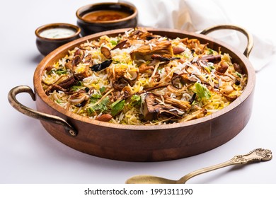 Kathal Biryani is made using raw jackfruit pieces cooked slowly with a variety of spices and mixed with basmati rice. served with curd and salan. Indian vegetarian food