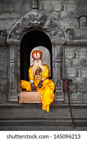 KATHMANDU - APRIL 15: Sadhu at Pashupatinath Temple in Kathmandu, Nepal on April 15, 2012. Sadhus are holy men who have chosen to live an ascetic life and focus on the spiritual practice of Hinduism