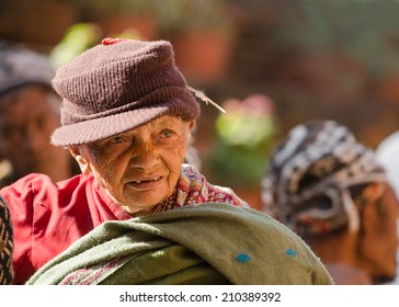 KATHMANDU, NEPAL - DECEMBER 04: An Elderly Woman Walks In The Social Welfare Center Briddhashram (Elderly's Home) On December 04, 2013 In Kathmandu, Nepal