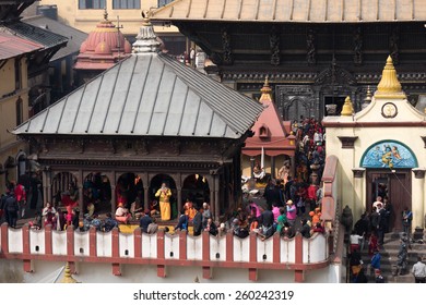 KATHMANDU, NEPAL - FEBRUARY 17, 2015:  Nepalese Hindu people celebrate in reverence of god Shiva during the Maha Shivaratri Festival at Pashupatinath Temple on February 17, 2015 in Kathmandu, Nepal.