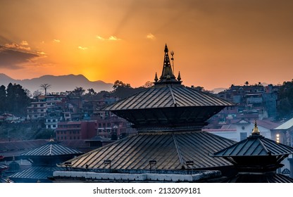 KATHMANDU, NEPAL - February 28, 2022:  Evening view of Pashupatinath temple  during  Maha-Shivaratri at the Pashupatinath temple in Kathmandu.