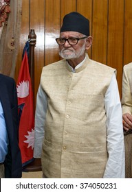 KATHMANDU, NEPAL - JULY 5, 2015: Prime Minister Of Nepal Mr Sushil Koirala At PM's Official Residence. Mr Sushil Koirala Died On February 9, 2016.