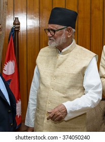 KATHMANDU, NEPAL - JULY 5, 2015: Prime Minister Of Nepal Mr Sushil Koirala At PM's Official Residence. Mr Sushil Koirala Died On February 9, 2016.