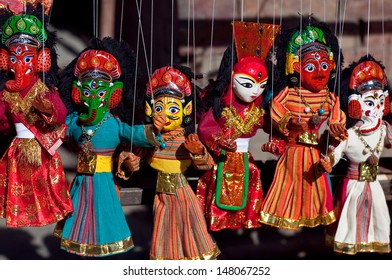 KATHMANDU, NEPAL - MAY 13:  Famous Nepalese puppet show performing at center of Durbar Squar during Kathmandu street Festival on May 13, 2013 in Kathmandu, Nepal