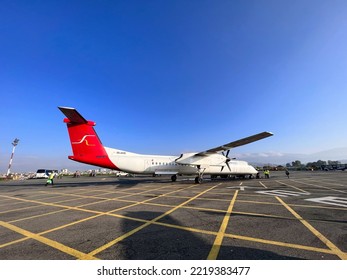 Kathmandu Nepal - October 15 2022: Airplane Pf Shree Airlines On The Runway For Departure