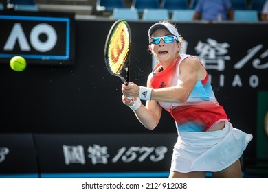 Katie Volynets Of USA Beats Mirjam Bjorklund Of Sweden On Day 5 Of 2022 Australian Open Qualifying At Melbourne Park On January 14, 2022 In Melbourne, Australia.