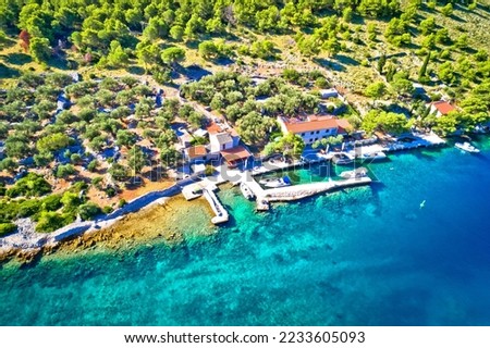 Katina island narrow sea passage in Kornati islands national park, archipelago of Dalmatia, Croatia