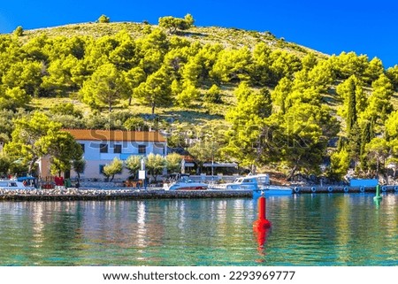 Katina island narrow sea passage in Kornati islands national park pure nature view, archipelago of Dalmatia, Croatia
