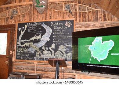 Katmai National Park, Alaska. U.S.A. June 26, 2019. Visitor’s Center, Book Store And Bear Etiquette Class.  Learning The DO’S And DON’T Of Interacting With Ursus Arctos>Alaska’s Coastal Brown Bears 