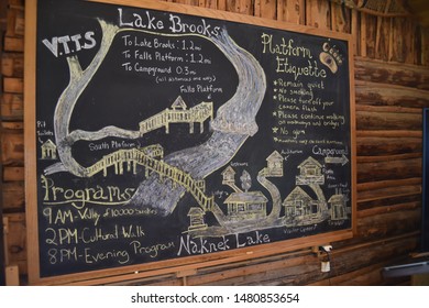 Katmai National Park, Alaska. U.S.A. June 26, 2019. Visitor’s Center, Book Store And Bear Etiquette Class.  Learning The DO’S And DON’T Of Interacting With Ursus Arctos>Alaska’s Coastal Brown Bears 