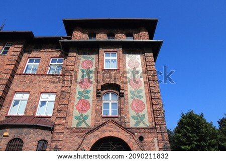 Katowice city in Silesia region in Poland. Historic brick architecture in Nikiszowiec historical district.