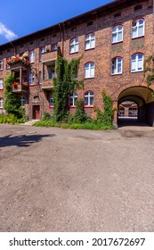 Katowice, Nikiszowiec, Poland - July 29, 2021 : Historic Housing Estate For Coal Miners From The Beginning Of The 20th Century. Built As A District Of Katowice Of Red Brick