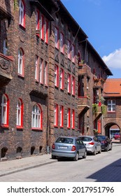 Katowice, Nikiszowiec, Poland - July 29, 2021 : Historic Housing Estate For Coal Miners From The Beginning Of The 20th Century. Built As A District Of Katowice Of Red Brick