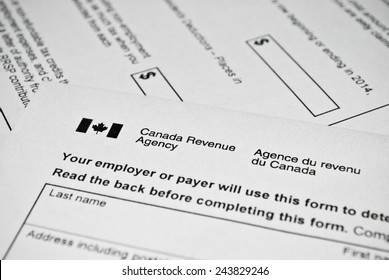 Katowice, Poland - Circa January 2015: Canadian Tax Form. Personal Income Tax Form Used In Canada.